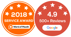 Mr Splash Plumbing badge word of mouth and google reviews