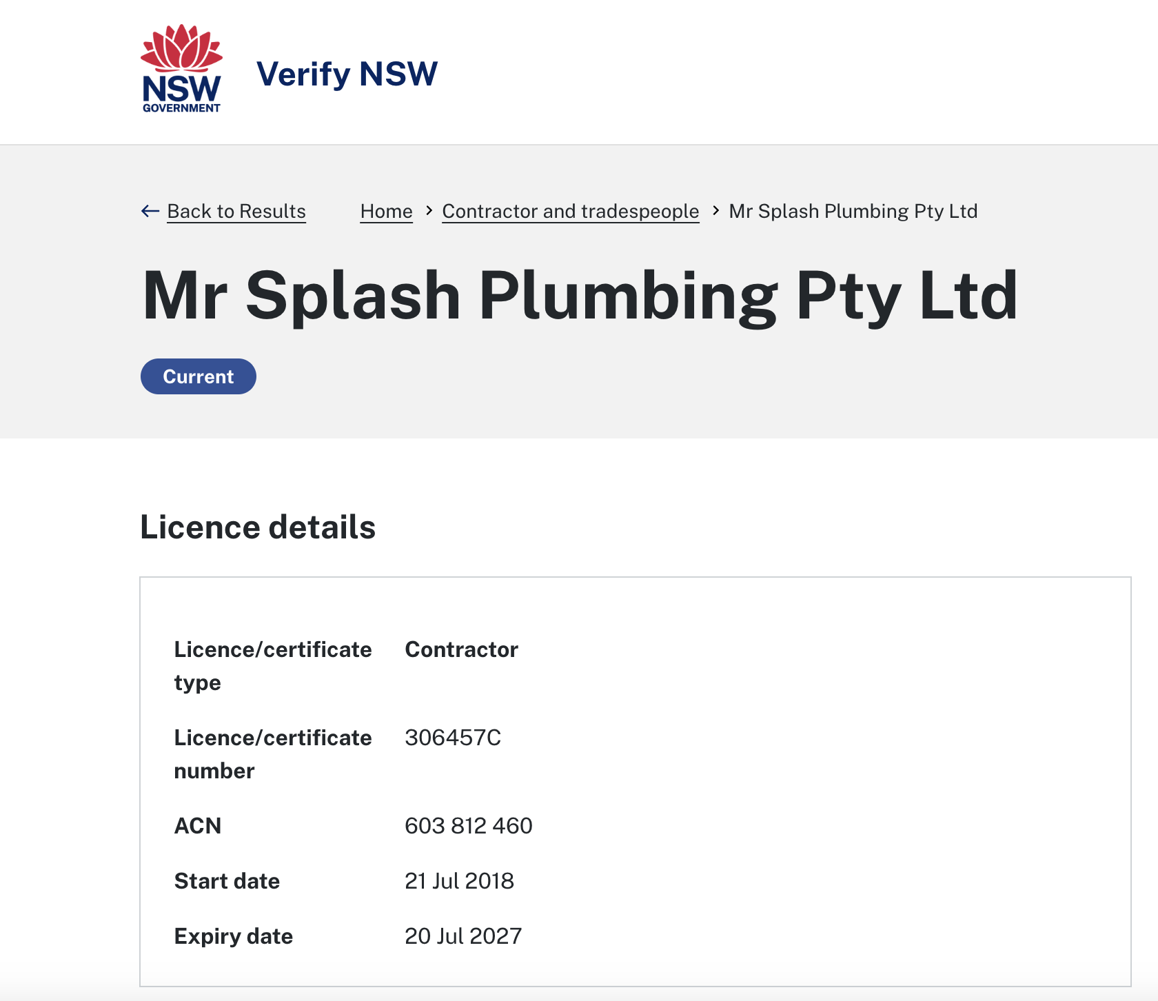valid plumber license nsw