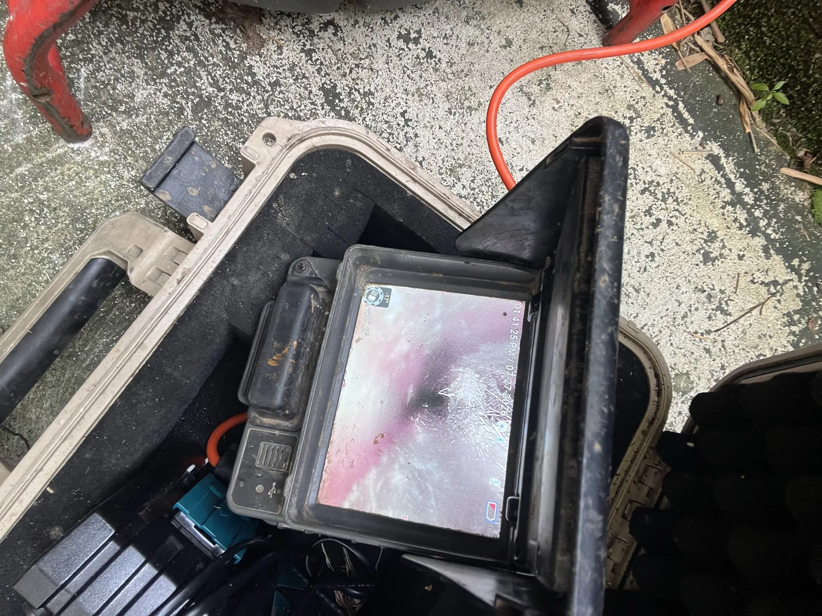 CCTV drain camera monitor during a tree root inspection in Castle Cove