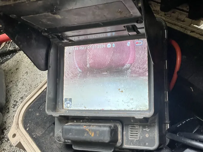 Clear pipe on the camera monitor after the drain was cleared, in Castle Cove