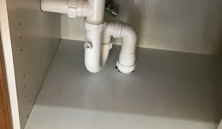 Kitchen sink trap with a dishwasher drain connection and valve in East Hills