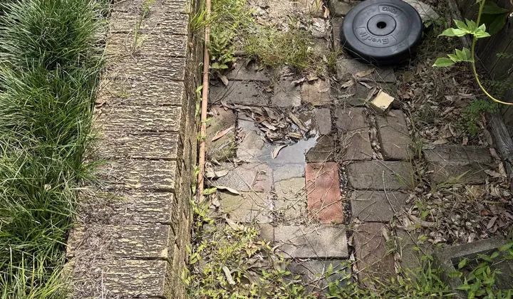 Paved side path above a sewer line in East Lindfield