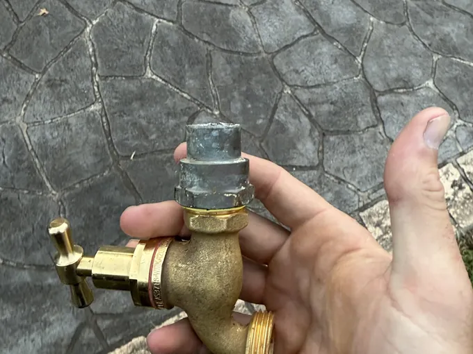Old brass garden tap taken off for replacement in Harrington Park