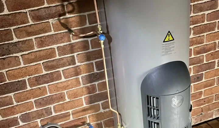 New Rheem gas storage hot water system installed with new copper pipework