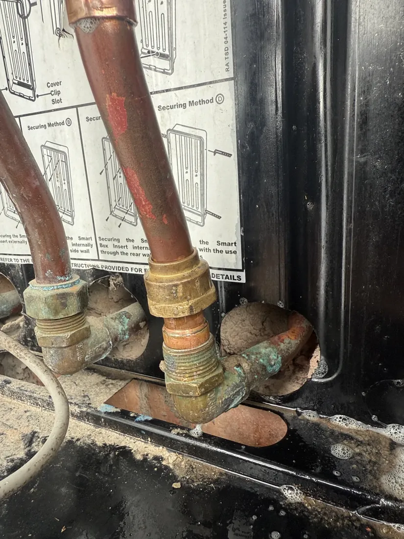 Soap bubble leak test on a gas joint during a Mr Splash gas repair in Vaucluse