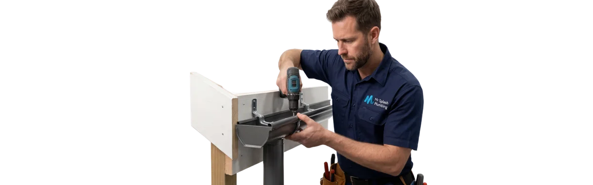 Roof plumber installing gutters - Mr Splash Plumbing Sydney