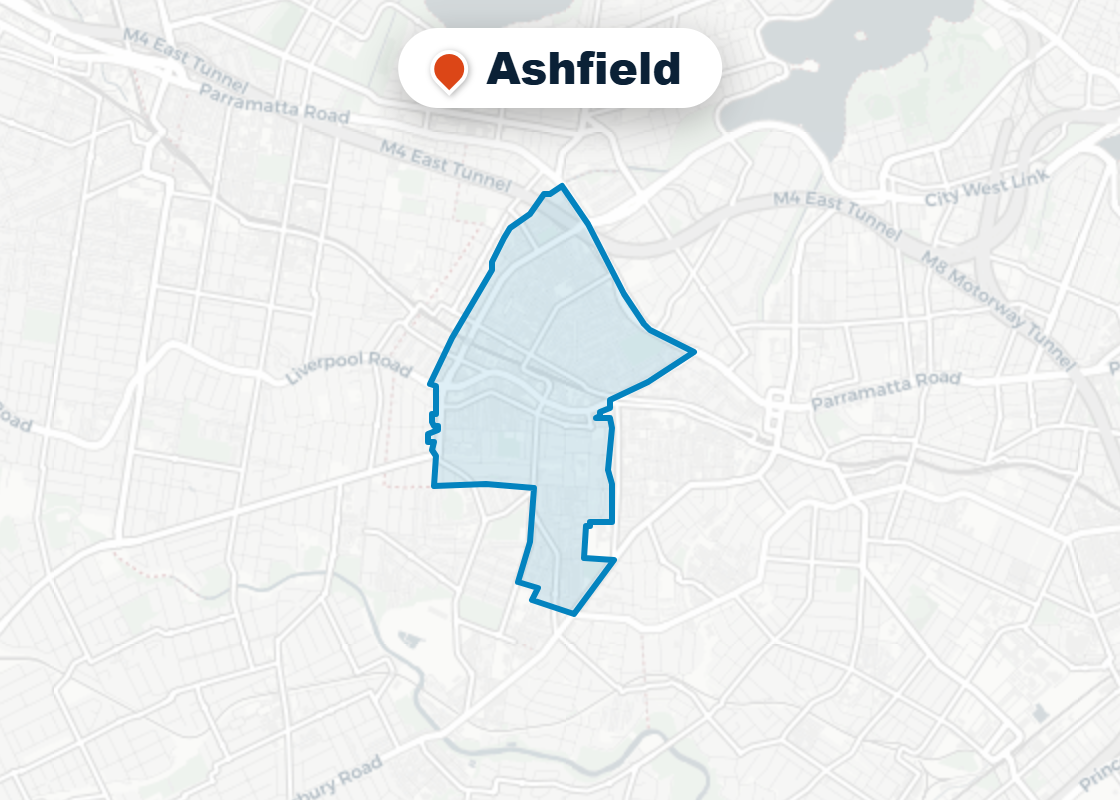 Map of Mr Splash plumbing service area in Ashfield