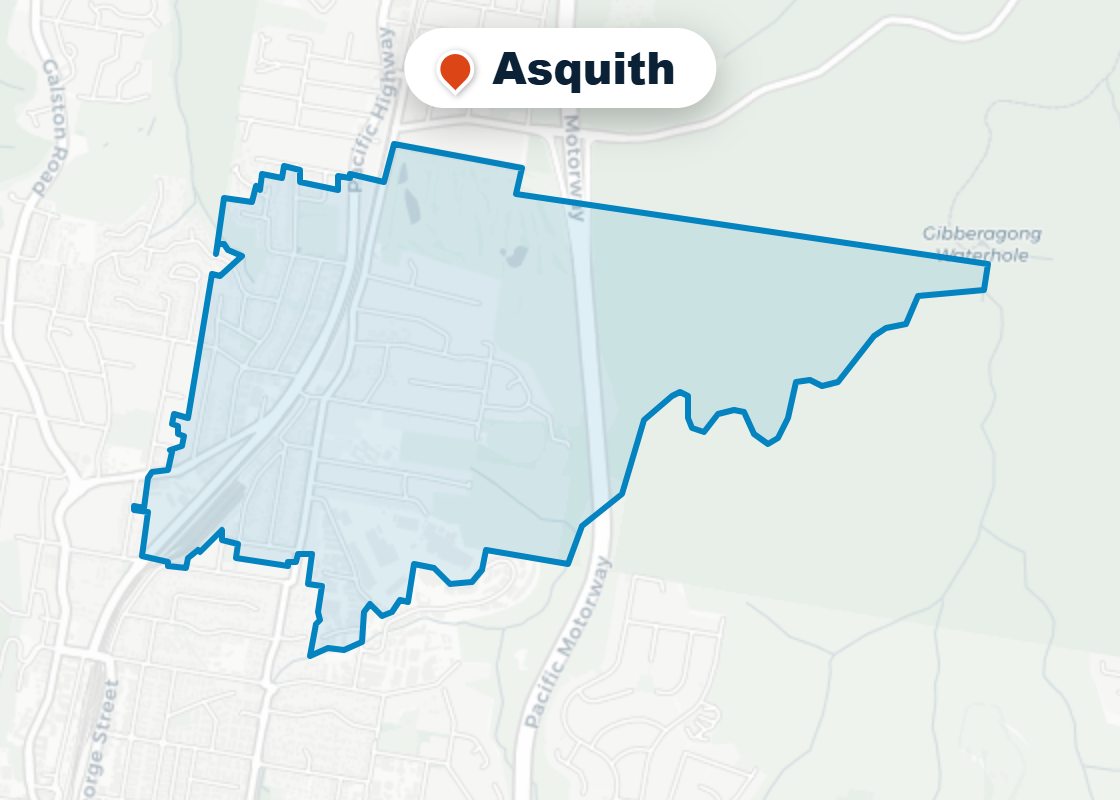 Map of Mr Splash plumbing service area in Asquith