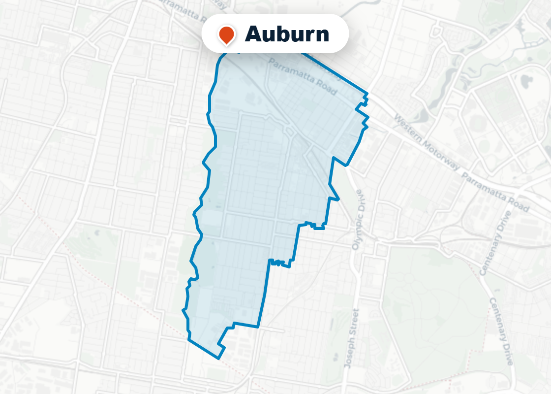 Map of Mr Splash plumbing service area in Auburn