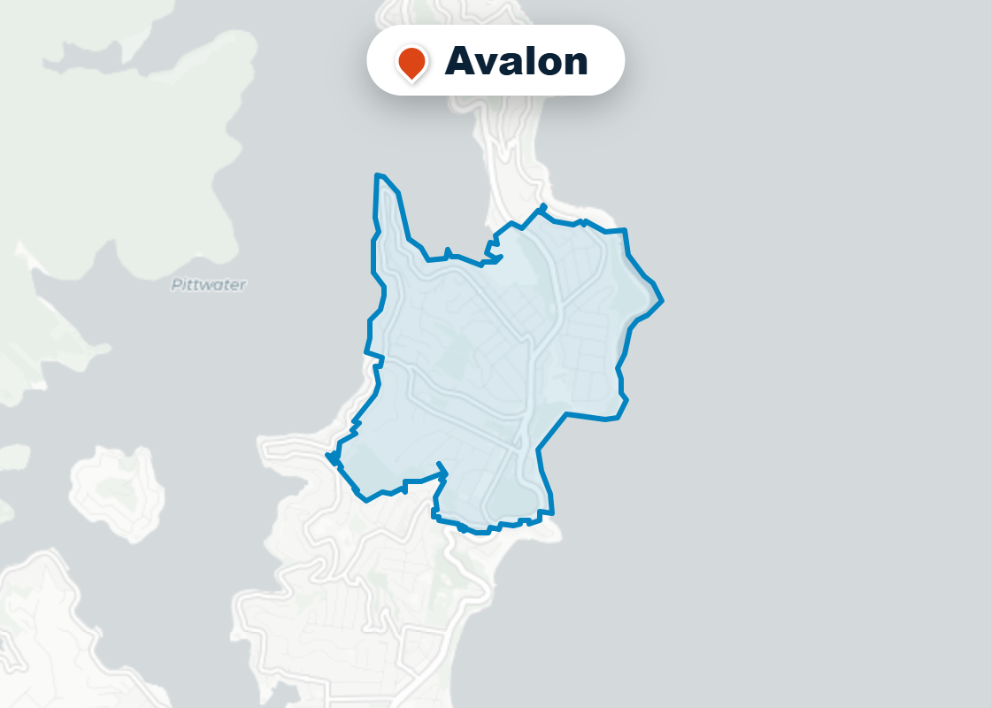 Map of Mr Splash plumbing service area in Avalon