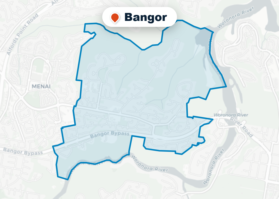 Map of Mr Splash plumbing service area in Bangor