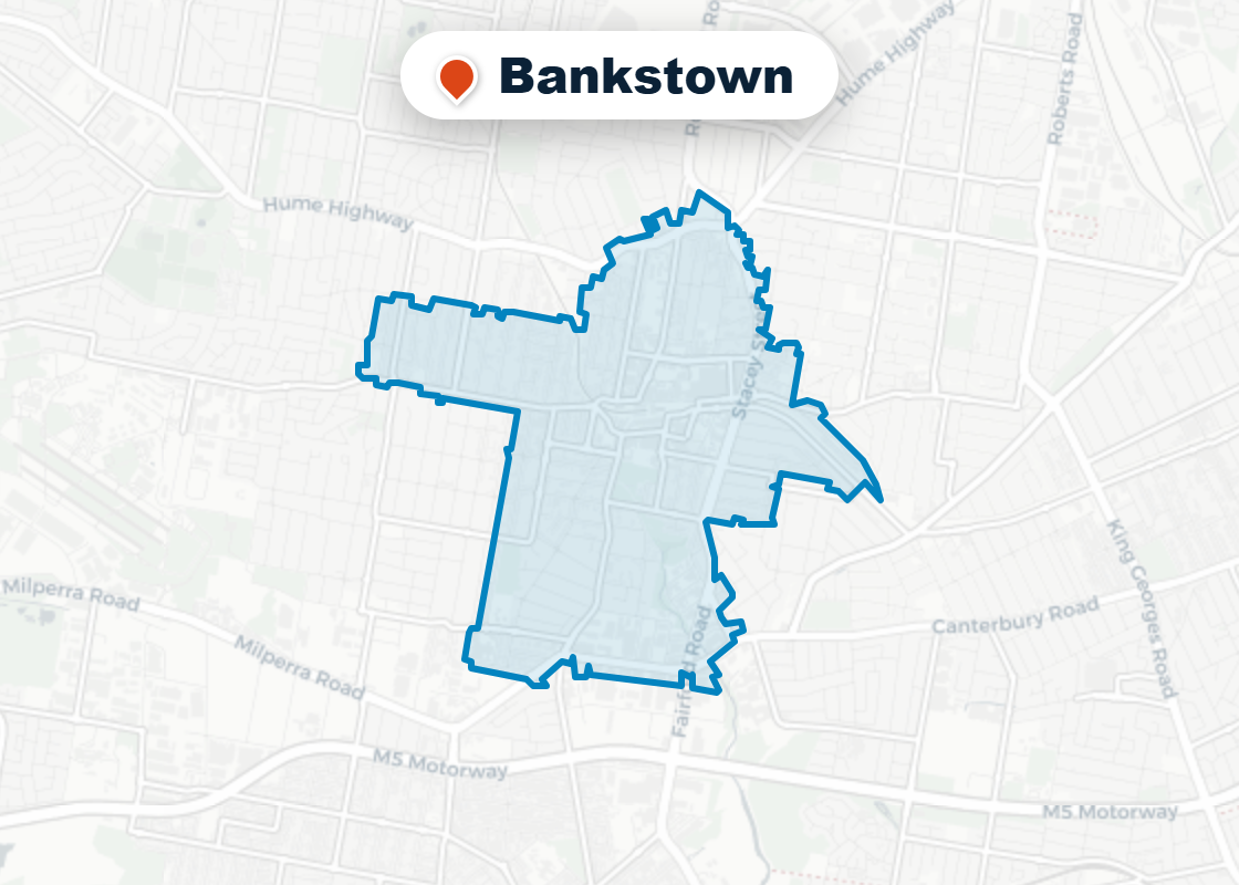Map of Mr Splash plumbing service area in Bankstown