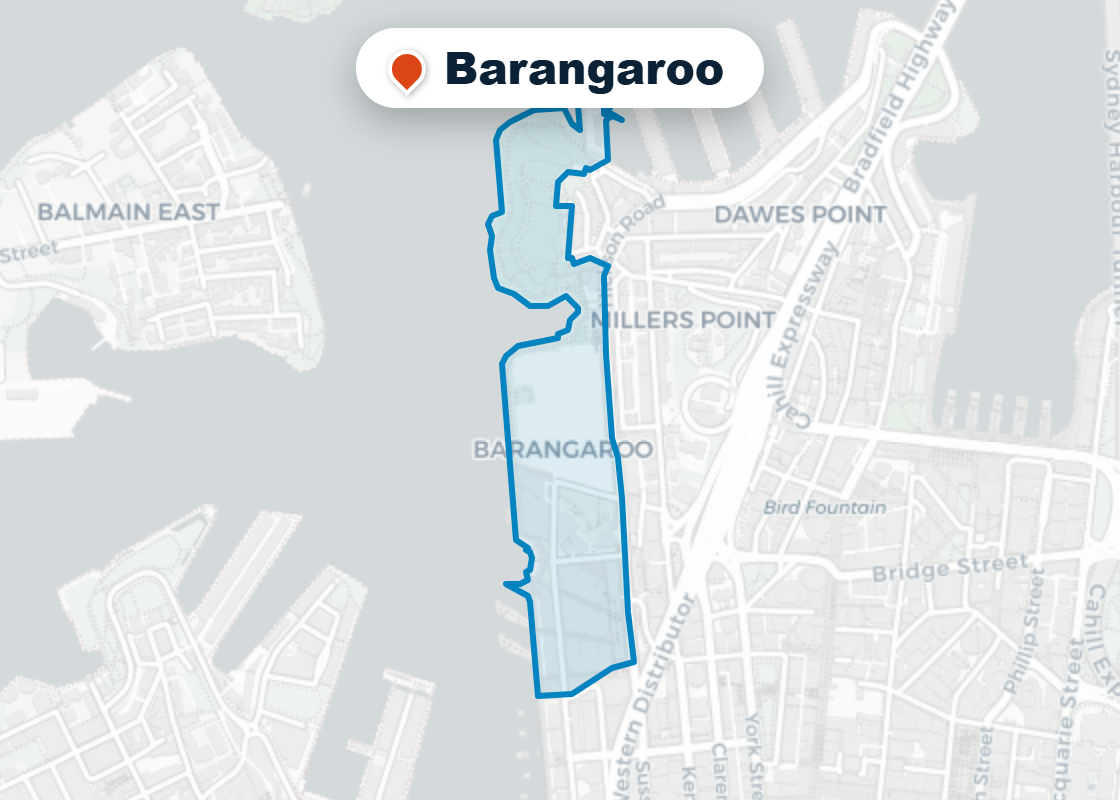 Map of Mr Splash plumbing service area in Barangaroo
