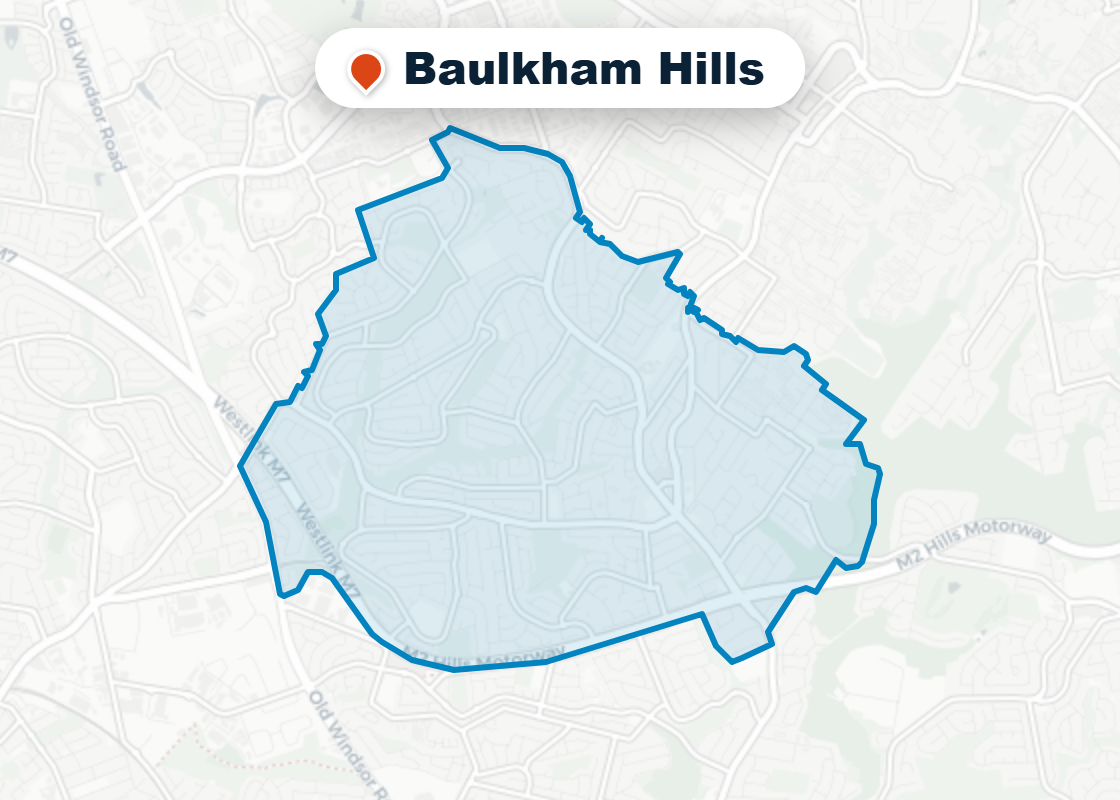 Map of Mr Splash plumbing service area in Baulkham Hills