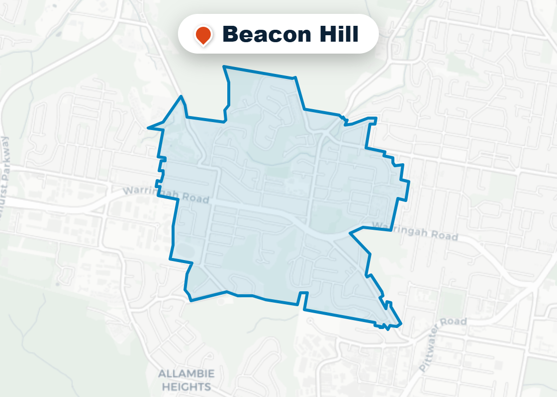 Map of Mr Splash plumbing service area in Beacon Hill