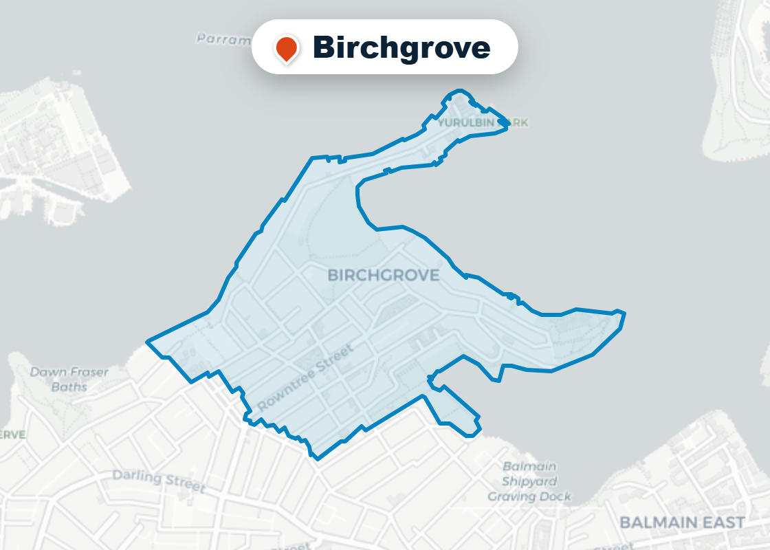 Map of Mr Splash plumbing service area in Birchgrove