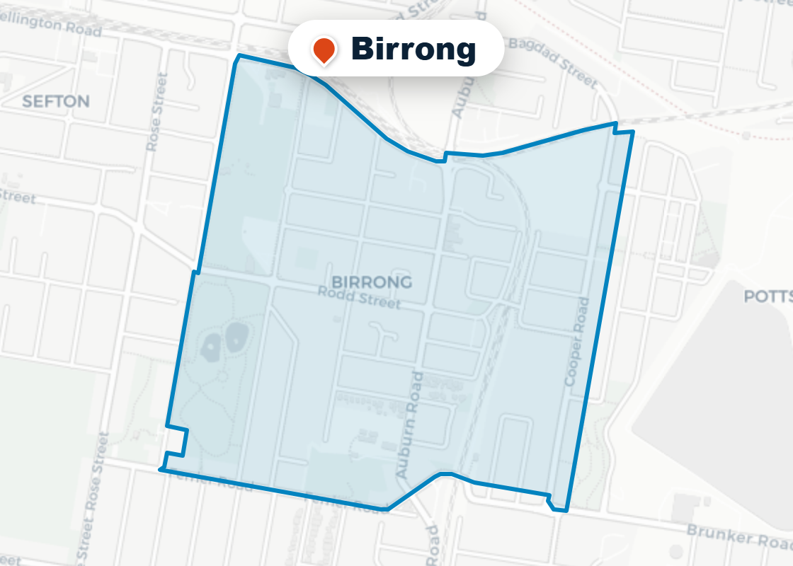 Map of Mr Splash plumbing service area in Birrong