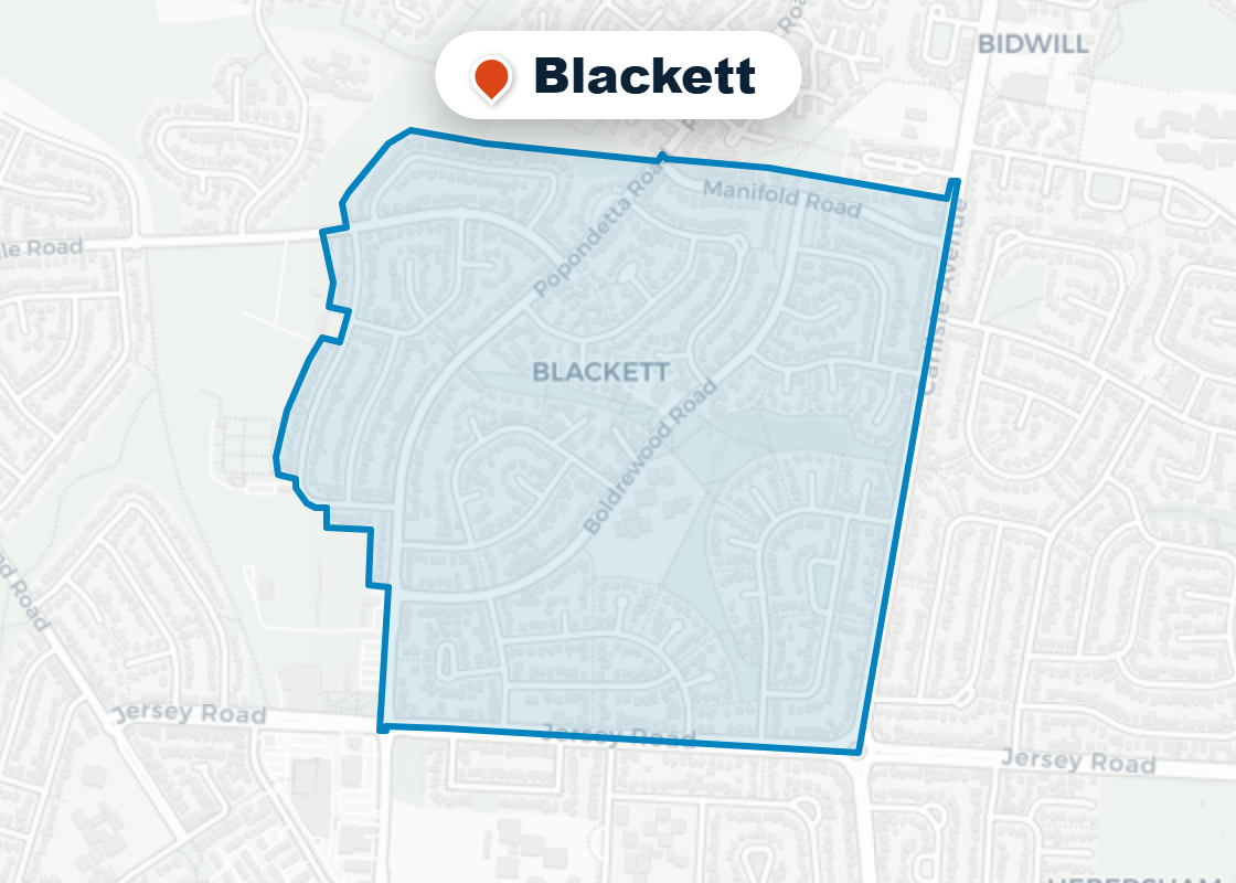Map of Mr Splash plumbing service area in Blackett