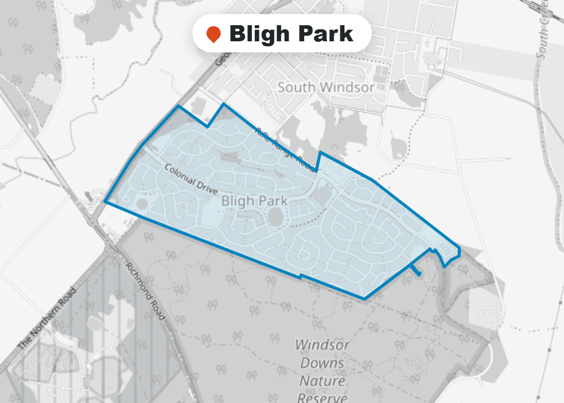 Map of Mr Splash plumbing service area in Bligh Park
