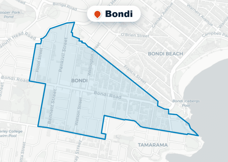 Map of Mr Splash plumbing service area in Bondi