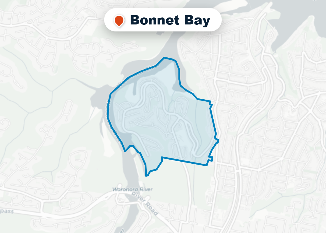 Map of Mr Splash plumbing service area in Bonnet Bay