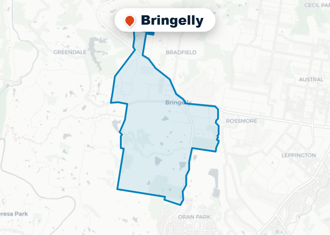 Map of Mr Splash plumbing service area in Bringelly