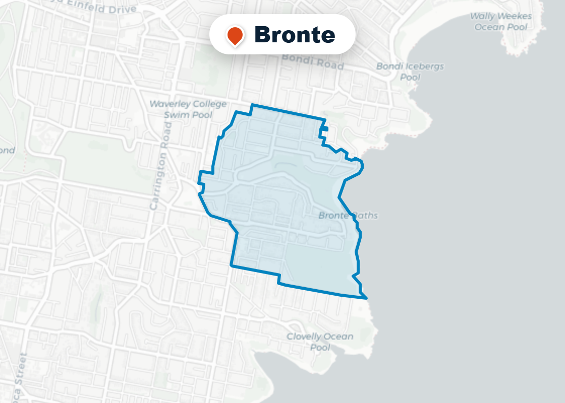 Map of Mr Splash plumbing service area in Bronte