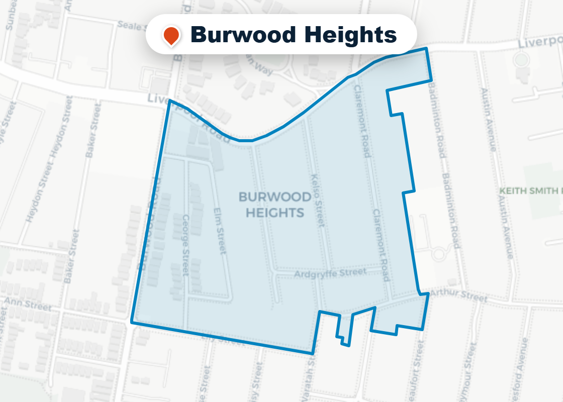 Map of Mr Splash plumbing service area in Burwood Heights