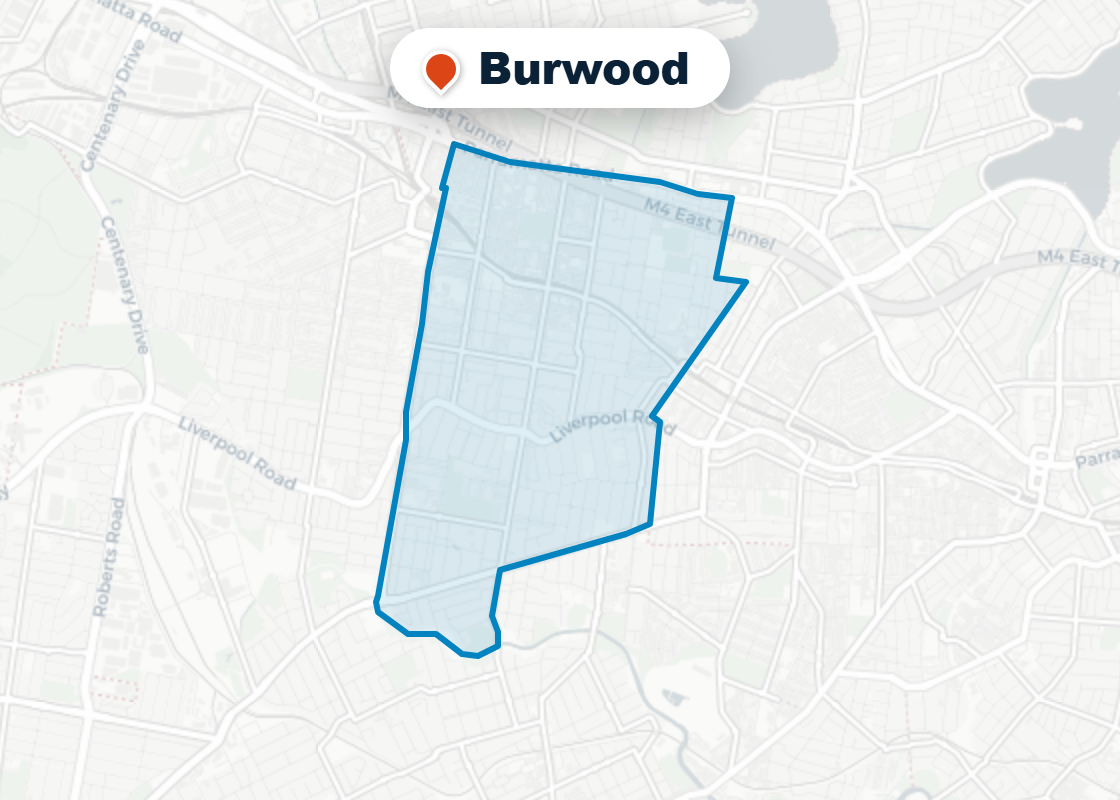 Map of Mr Splash plumbing service area in Burwood