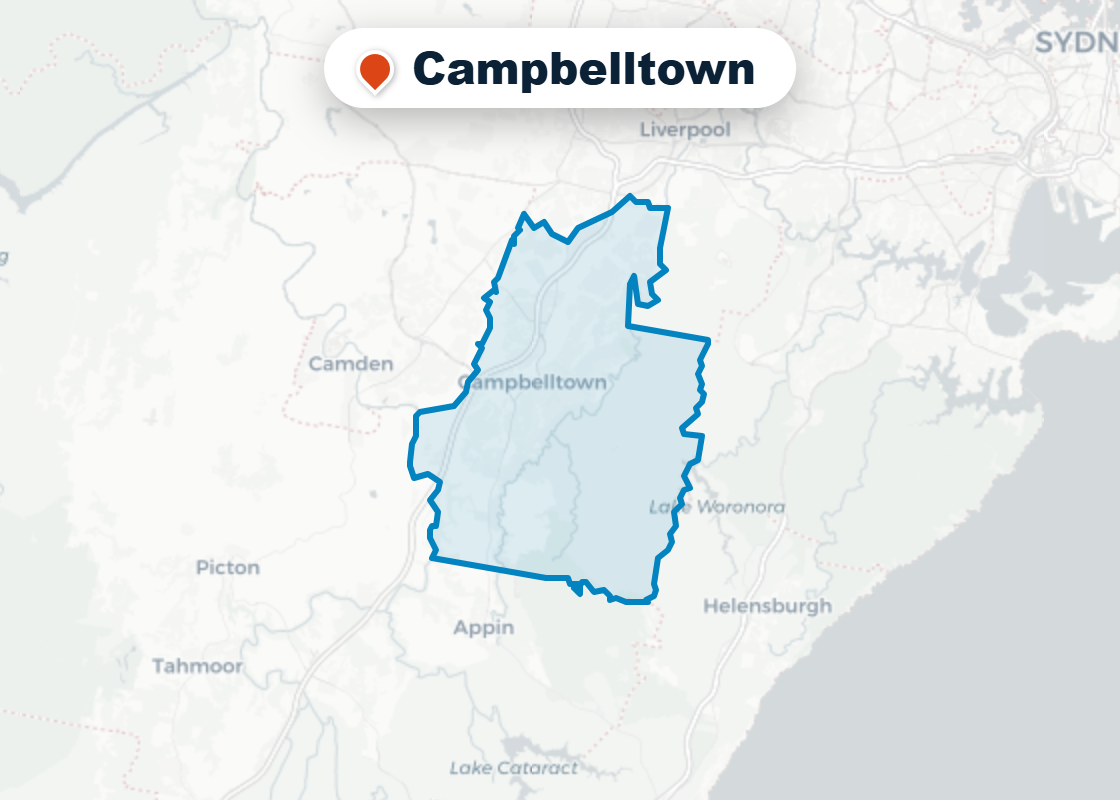 Map of Mr Splash plumbing service area in Campbelltown