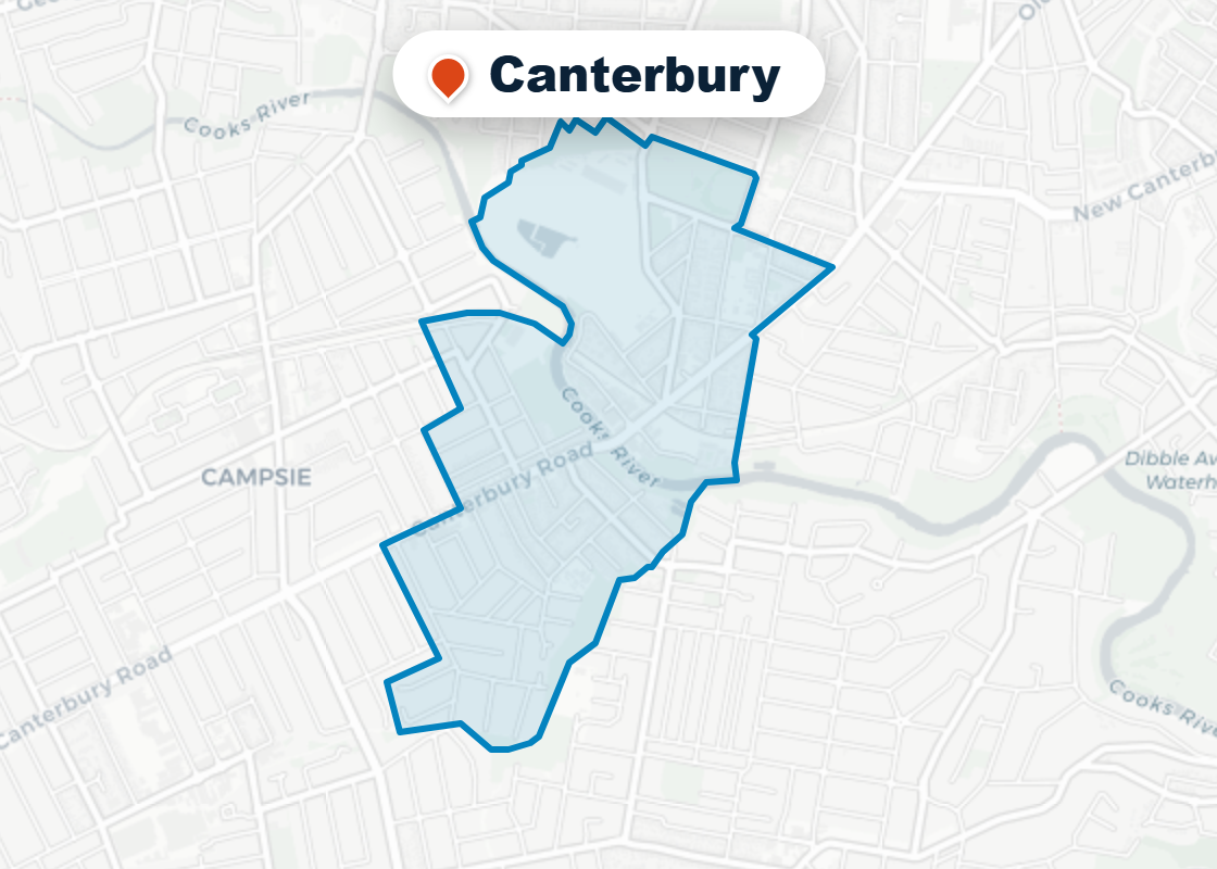 Map of Mr Splash plumbing service area in Canterbury