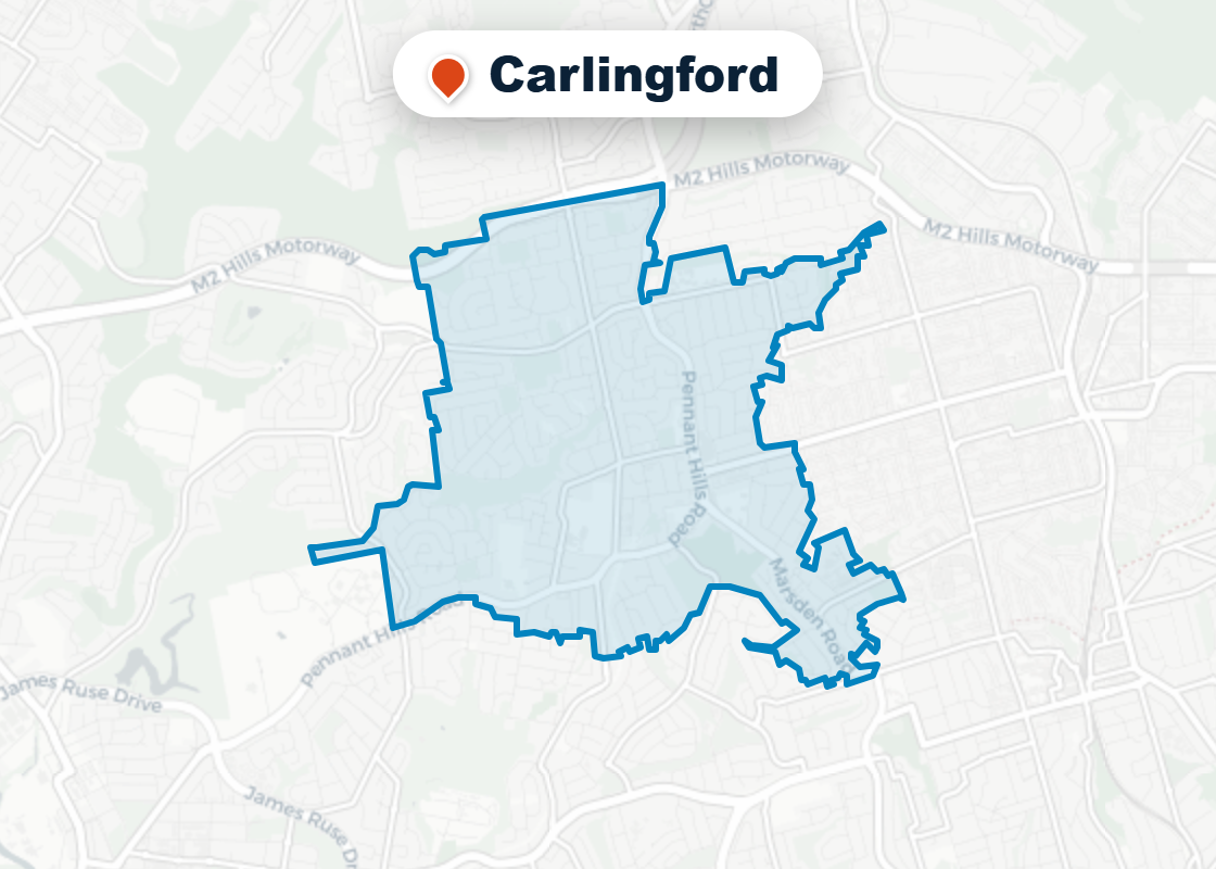 Map of Mr Splash plumbing service area in Carlingford