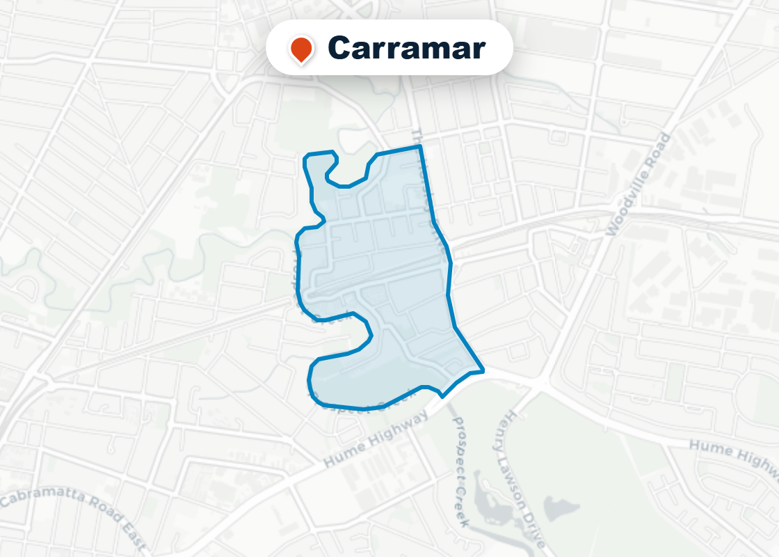 Map of Mr Splash plumbing service area in Carramar