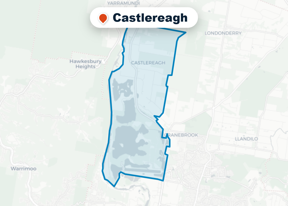 Map of Mr Splash plumbing service area in Castlereagh