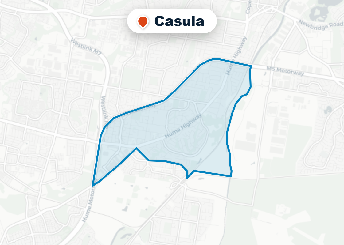 Map of Mr Splash plumbing service area in Casula