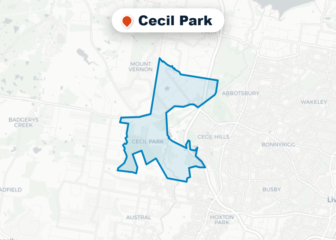 Map of Mr Splash plumbing service area in Cecil Park
