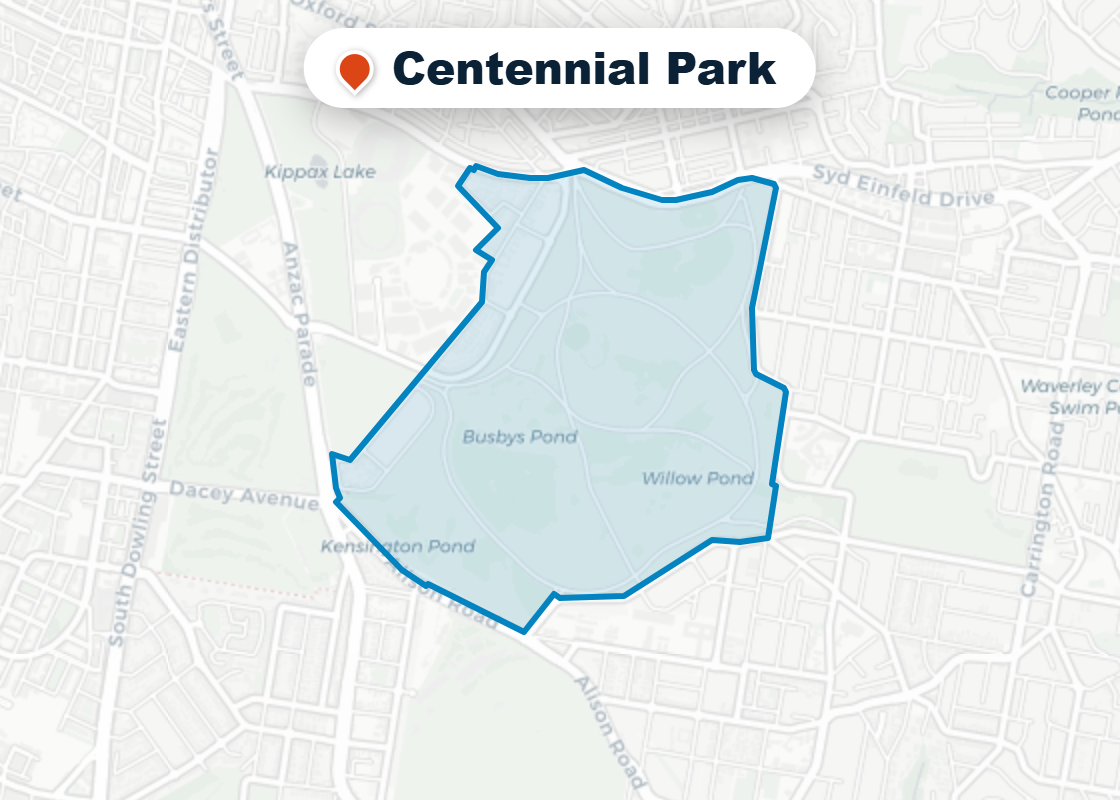 Map of Mr Splash plumbing service area in Centennial Park
