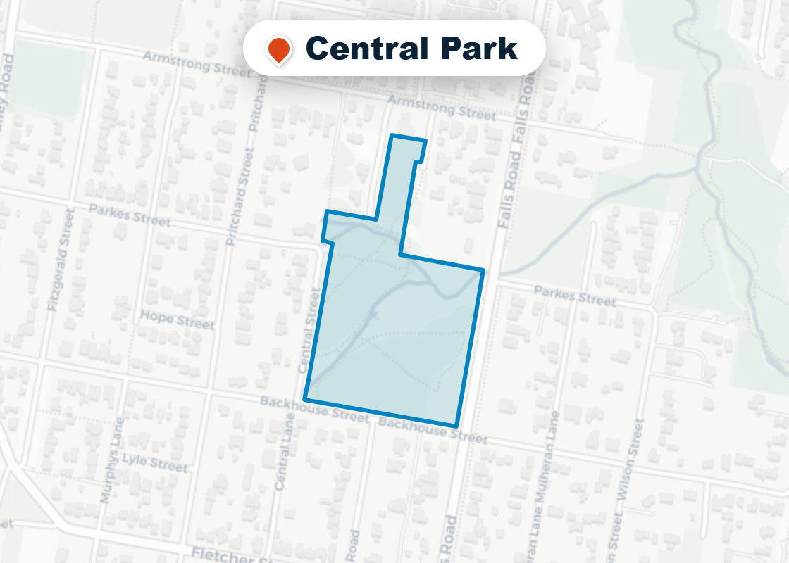 Map of Mr Splash plumbing service area in Central Park
