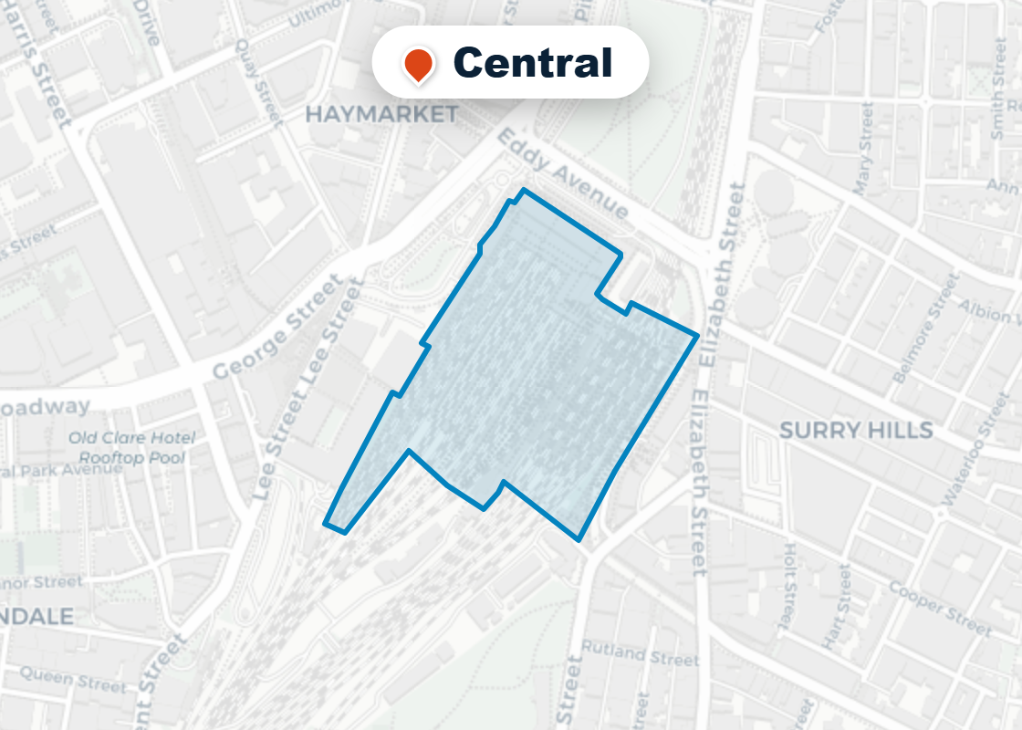 Map of Mr Splash plumbing service area in Central