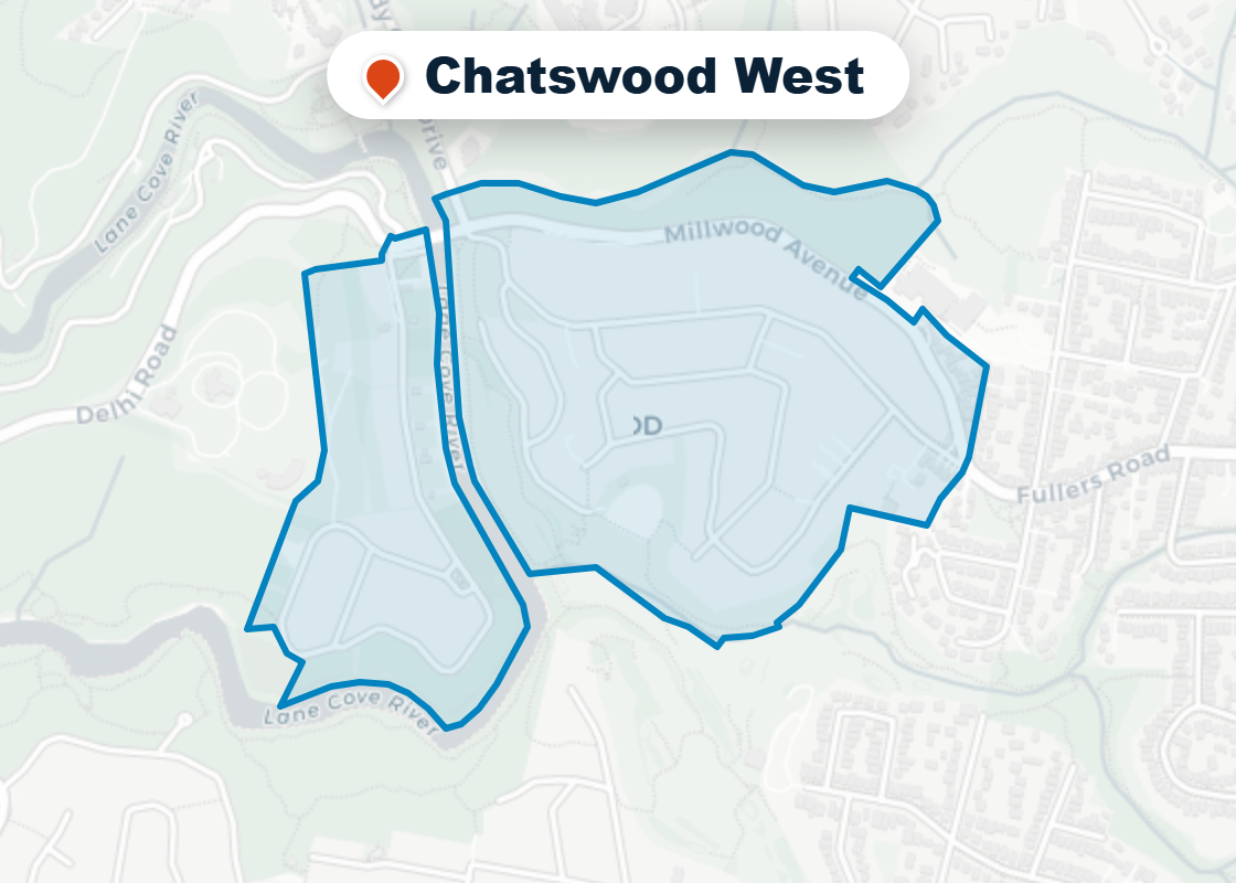 Map of Mr Splash plumbing service area in Chatswood West