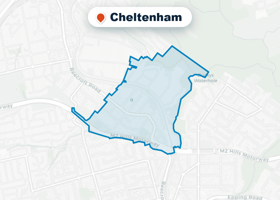 Map of Mr Splash plumbing service area in Cheltenham