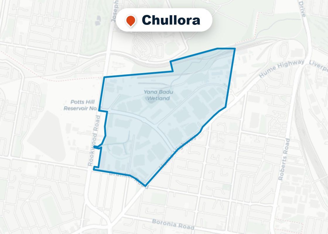 Map of Mr Splash plumbing service area in Chullora