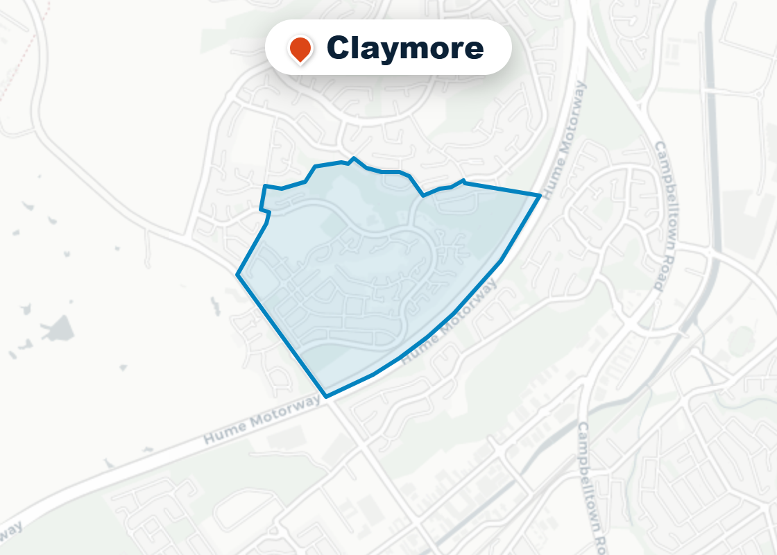 Map of Mr Splash plumbing service area in Claymore