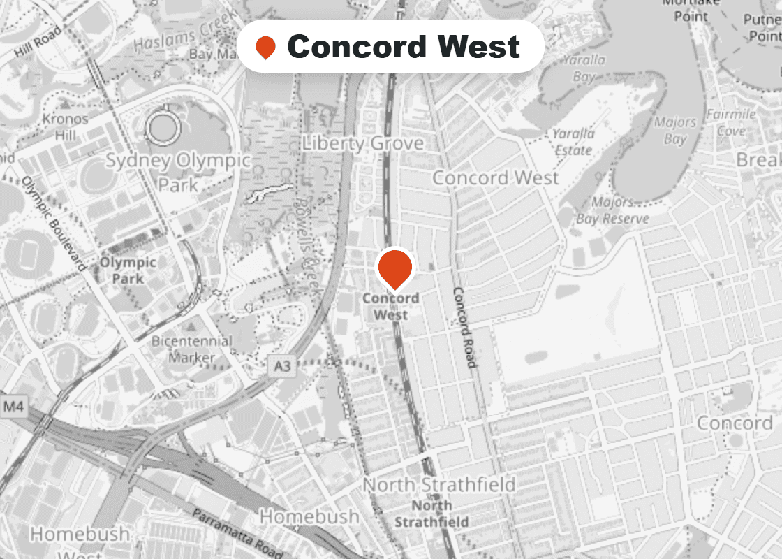 Map of Mr Splash plumbing service area in Concord West