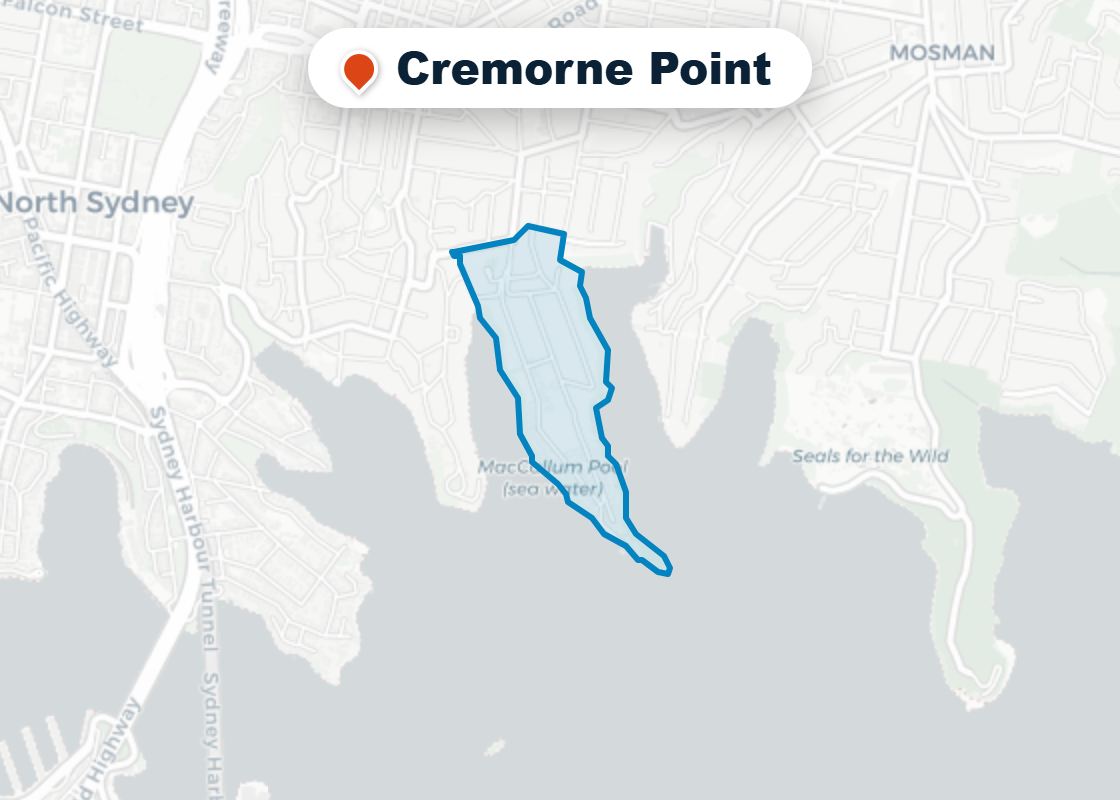 Map of Mr Splash plumbing service area in Cremorne Point