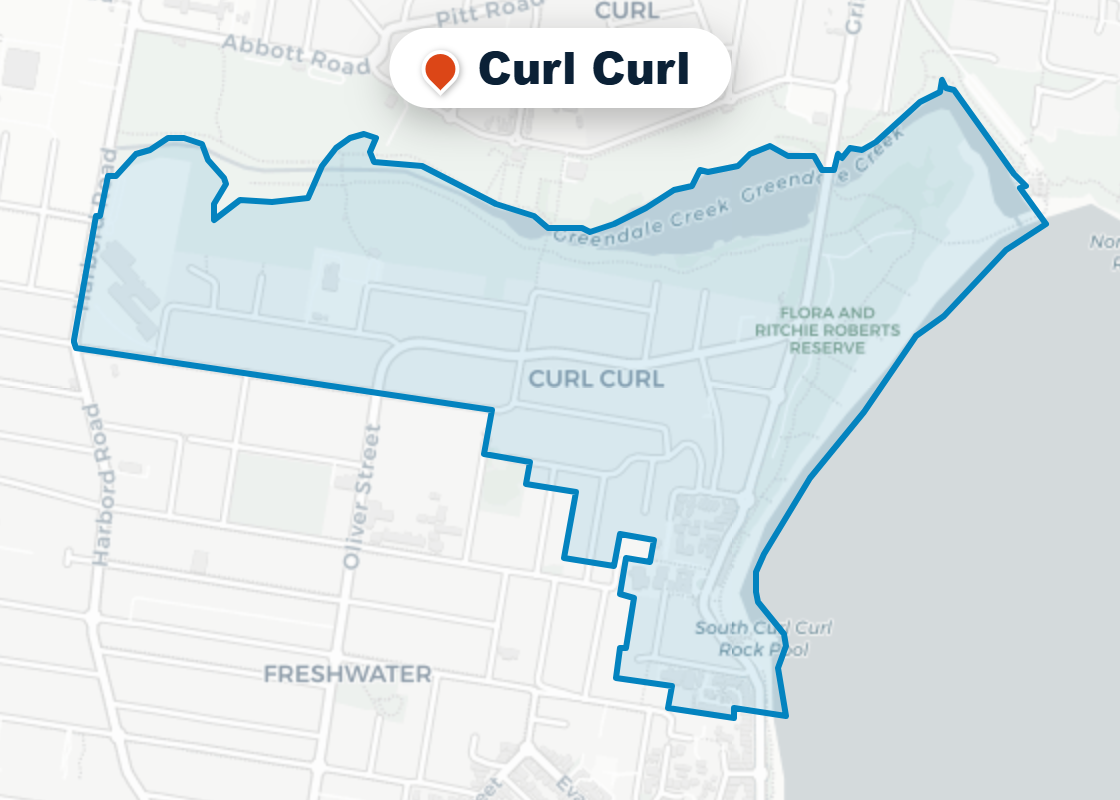 Map of Mr Splash plumbing service area in Curl Curl