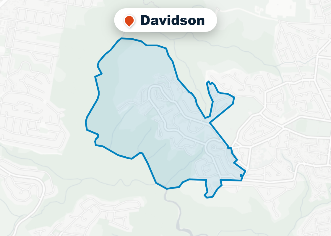 Map of Mr Splash plumbing service area in Davidson