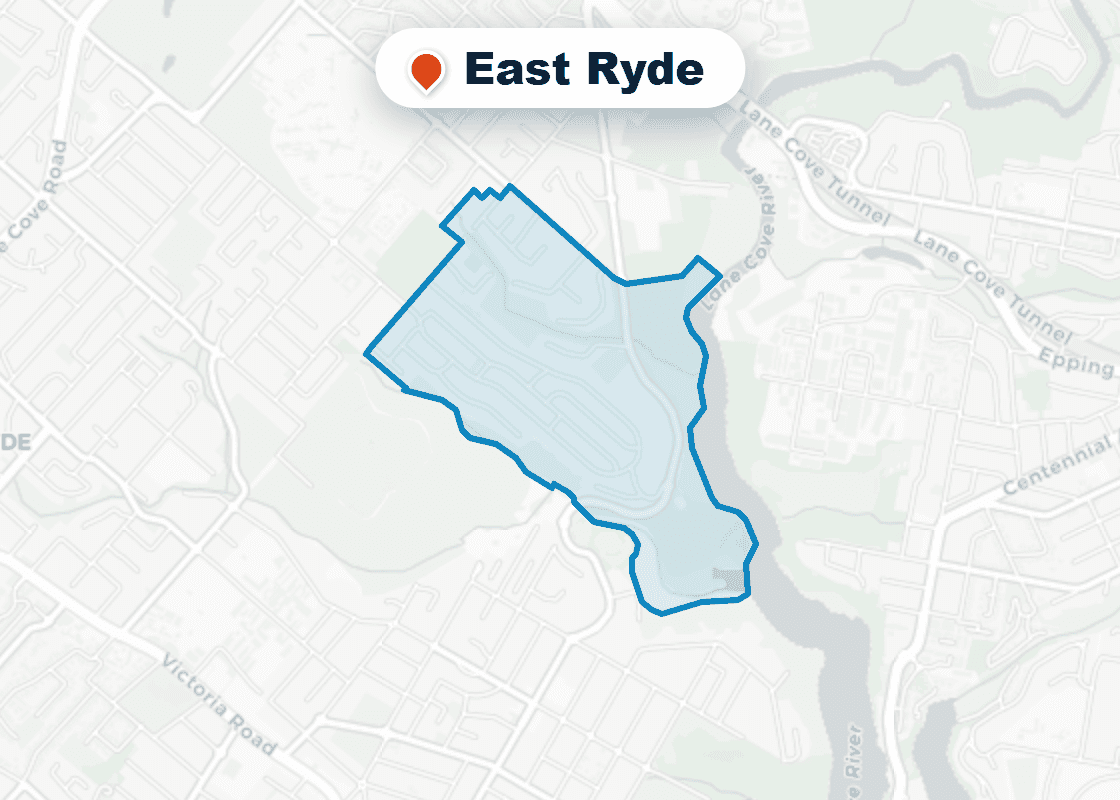 Map of Mr Splash plumbing service area in East Ryde