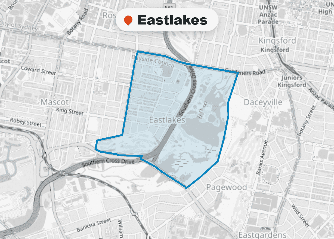 Map of Mr Splash plumbing service area in Eastlakes