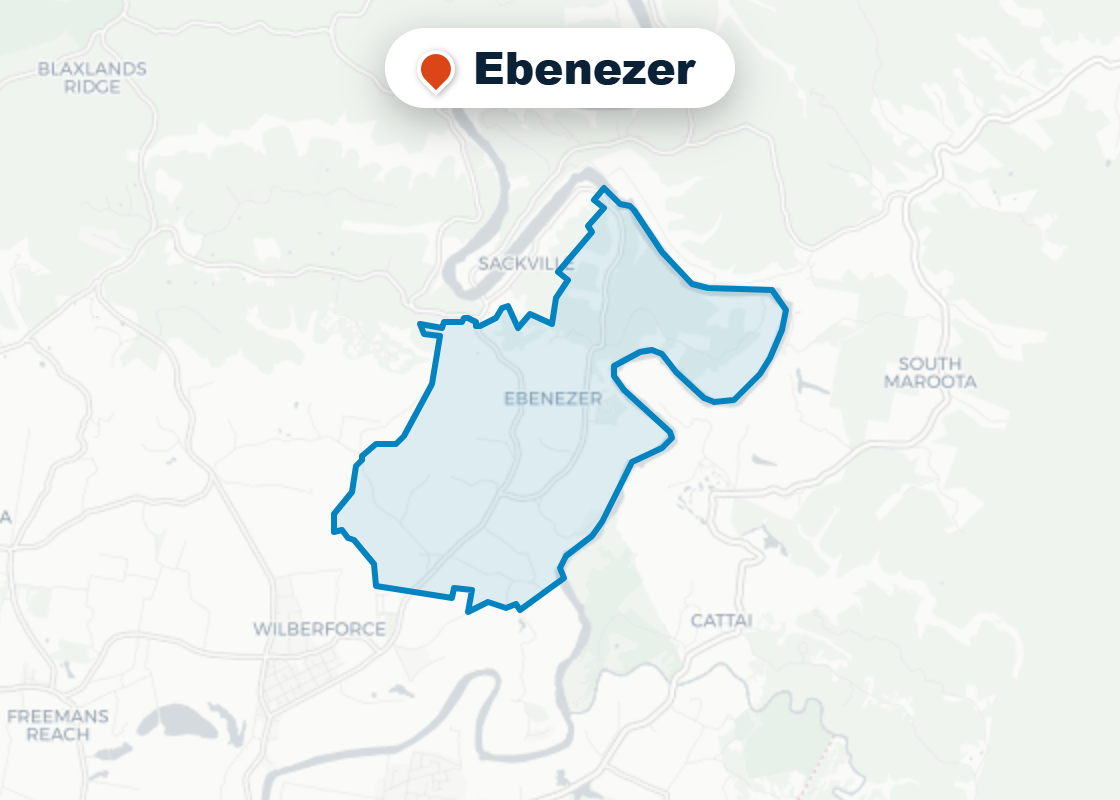 Map of Mr Splash plumbing service area in Ebenezer